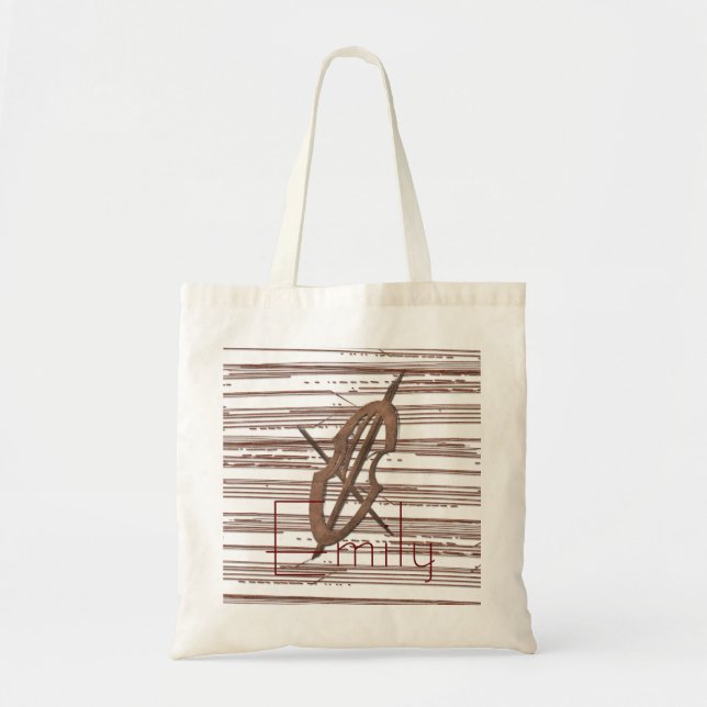 Bolso De Tela Rústico Robust Cello Music Añadir nombre (Frente)