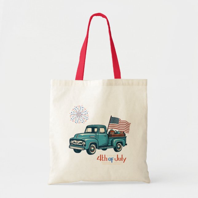 Bolso De Tela Rústico/vintage 4 de julio (Frente)