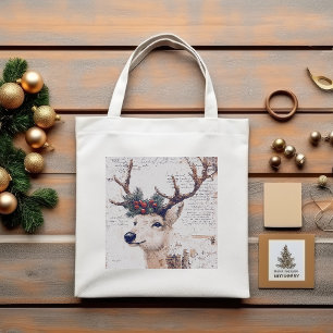 Bolso De Tela Rústicos Navidades de reno invernal