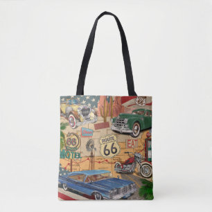 Bolso De Tela Ruta de la Vintage 66 poster.