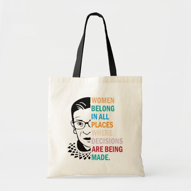 Bolso De Tela Ruth Bader Ginsburg, Women belong in all places (Frente)