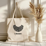 Bolso De Tela Ruth Bader Ginsburg, yo discrepo del collar RBG<br><div class="desc">Representar a la tristemente célebre RBG con el collar distintivo de Ruth Bader Ginsburg y la cita de "yo disiento" en la bolsa. Collar y las letras son dibujadas a mano para añadir un poco de brillo a tu progreso en derechos humanos.</div>