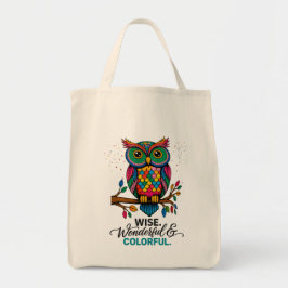 Bolso De Tela Sabio. Búho Maravilloso y Colorido