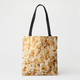 Bolso De Tela Sabrosas palomitas de maíz en todo el fondo. Alim