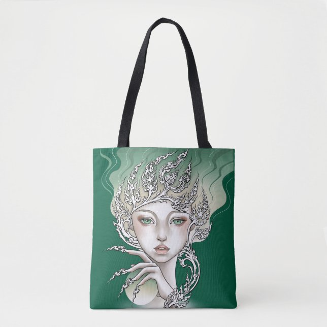 Bolso De Tela Sac fourre-tout Déesse des arbres vert (Anverso)
