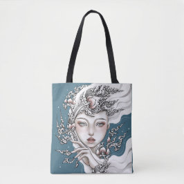 Bolso De Tela Sac fourre-tout Déesse du lotus Thailandais bleu