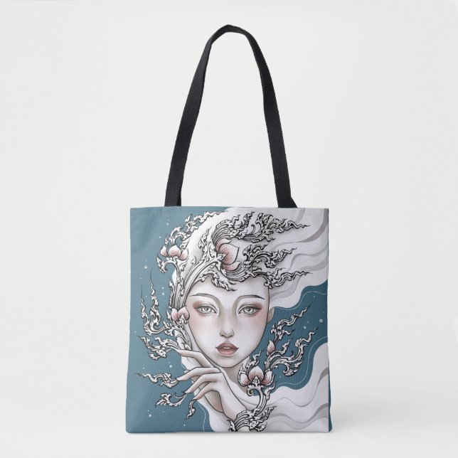 Bolso De Tela Sac fourre-tout Déesse du lotus Thailandais bleu (Anverso)