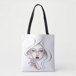Bolso De Tela Sac fourre-tout fille enfumée blanches