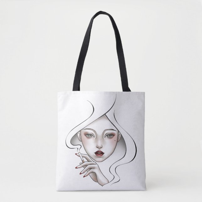 Bolso De Tela Sac fourre-tout fille enfumée blanches (Anverso)