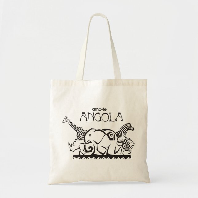 Bolso De Tela Saco - amo-te Angola - Animais (Frente)