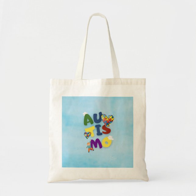 Bolso De Tela Sacola Mãe de Autista (Frente)