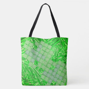 Bolso De Tela Sacola verde chamativo com quadrados tipo ladrilho