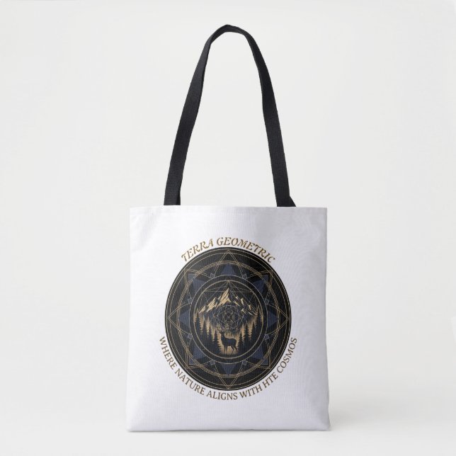 Bolso De Tela Sacred Geometry Nature Fusion • Mountains & Forest (Anverso)