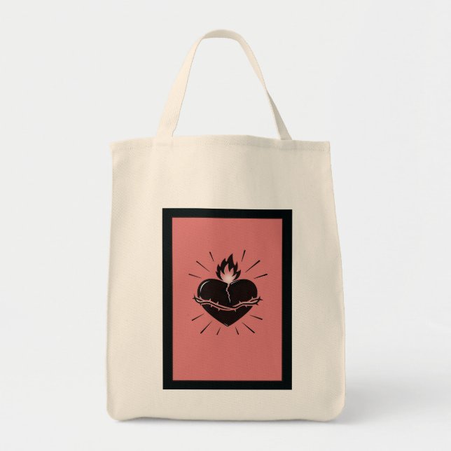 Bolso De Tela Sacred Heart Reimagined – Minimal Symbolic Art  (Frente)