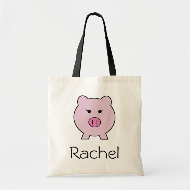 Bolso De Tela Sadie el ~ rosado Kawaii femenino lindo del cerdo (Frente)