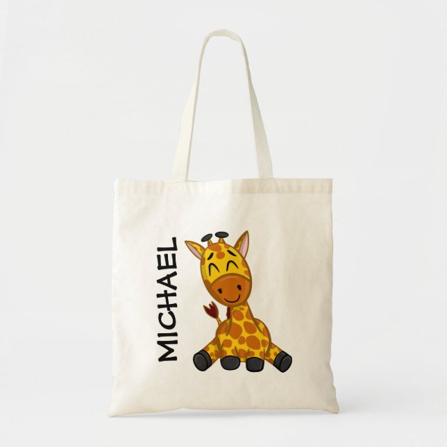 Bolso De Tela Safari de la selva pequeña jirafa de animales niño (Frente)