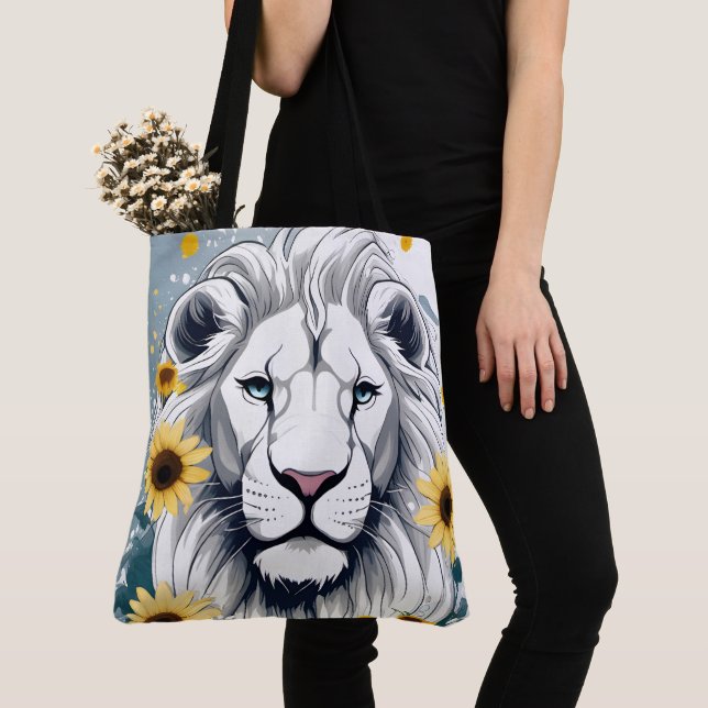 Bolso De Tela Safari de vida salvaje africana y girasol floral (Detalle)