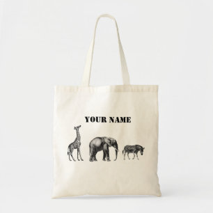 Bolso De Tela Safari sofisticado, jirafa, elefante y cebra