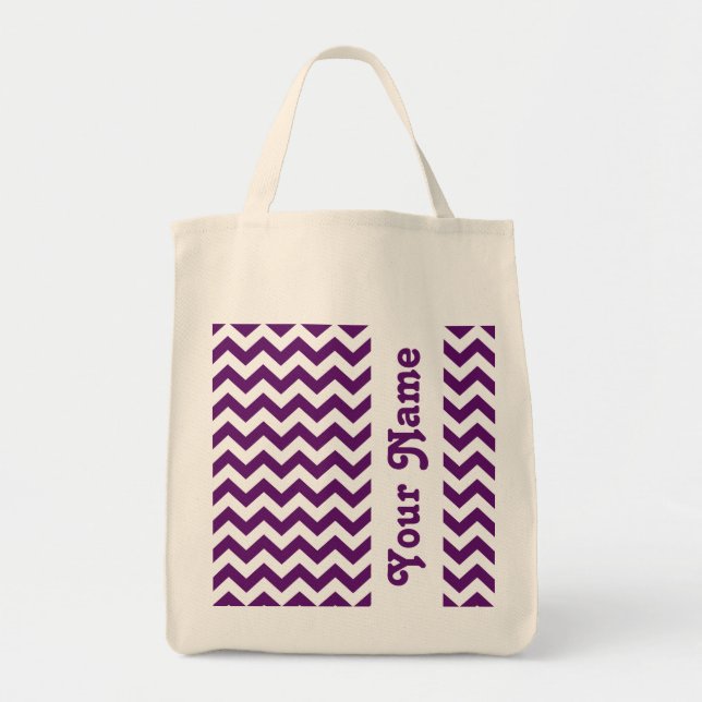 Bolso De Tela Safari violeta africana Chevron con nombre de pers (Frente)