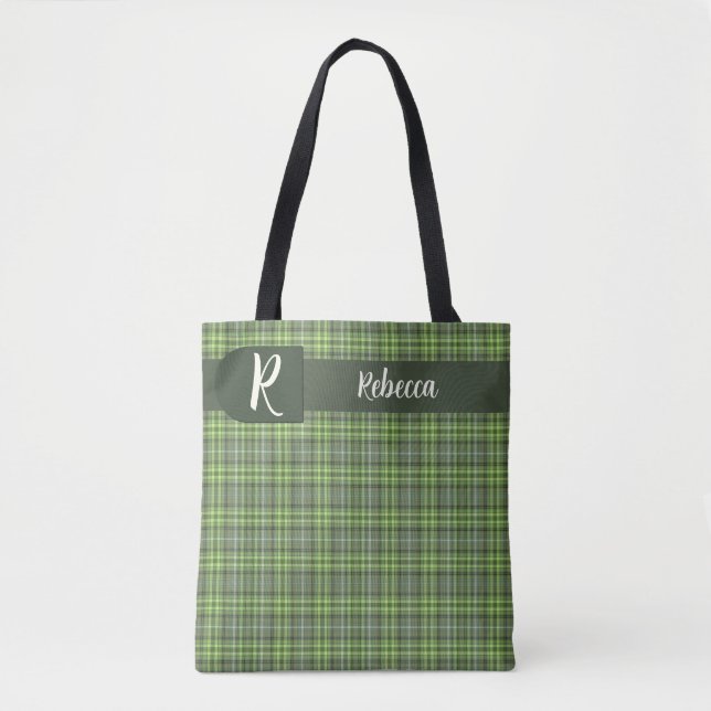 Bolso De Tela Sage and Olive Plaid (Anverso)