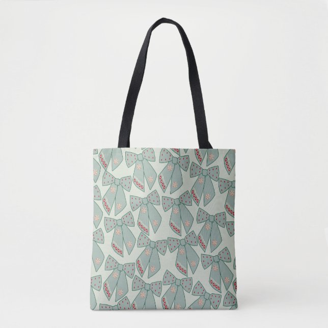 Bolso De Tela Sage Green Bows (Anverso)