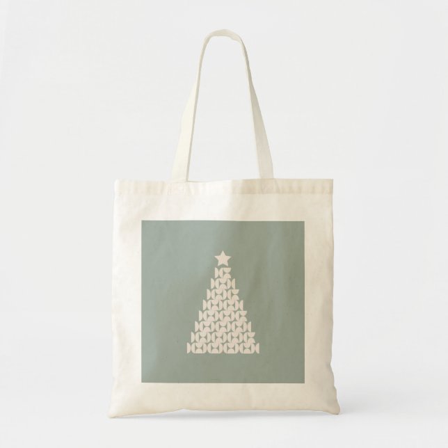 Bolso De Tela Sage Green Christmas Tree (Frente)