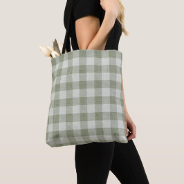 Bolso De Tela Sage Green Gingham Buffalo Check Linen Texture