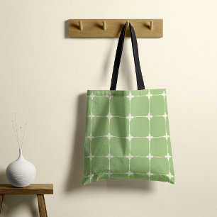 Bolso De Tela Sage Verde Cuadrícula Natural