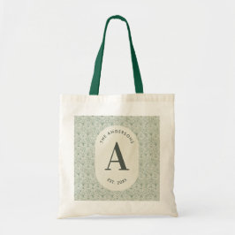 Bolso De Tela Sage Verde Personalizado Monograma Art Déco Elegan