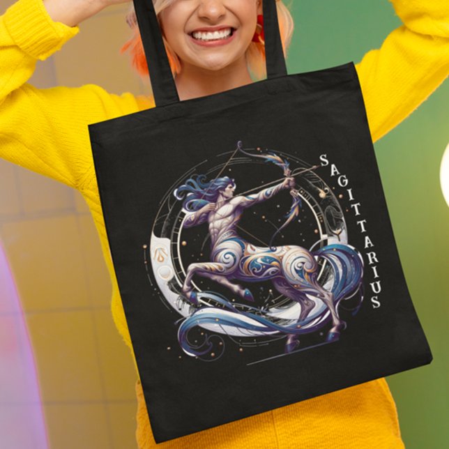 Bolso De Tela Sagittarius Zodiac Black (Subido por el creador)