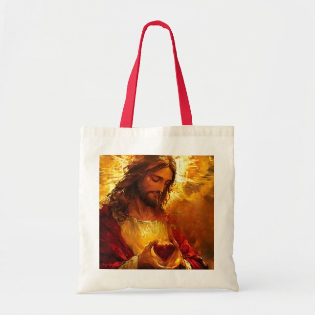 Bolso De Tela Sagrado Corazón de Jesús (Frente)