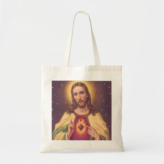 Bolso De Tela Sagrado Corazón de Jesús (Frente)