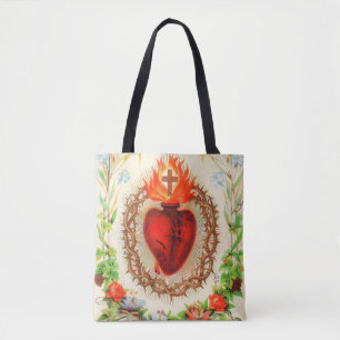 Bolso De Tela Sagrado Corazón de Jesús Vintage