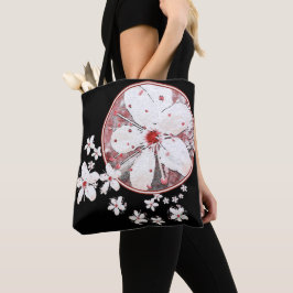 Bolso De Tela Sakura flor asiática roja y blanca