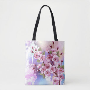 Bolso De Tela Sakura rosa sobre fondo de pintura