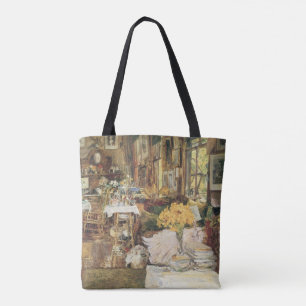 Bolso De Tela Sala de Flores por Childe Hassam, Arte Fino Vintag