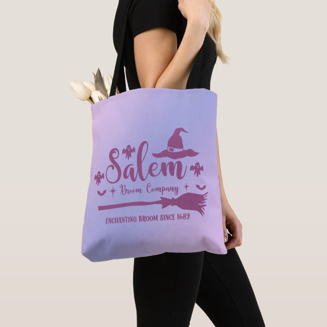 Bolso De Tela Salem Broom Company Blue and Purple Halloween (Detalle)