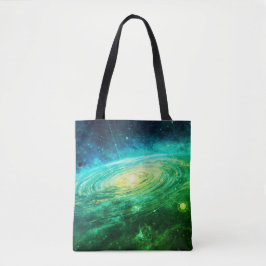 Bolso De Tela Salga con estilo con una galaxia verde en su