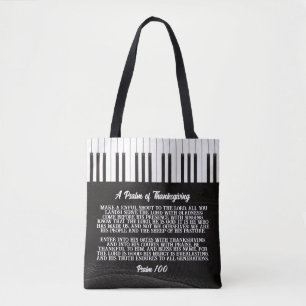 Bolso De Tela Salmo 100 con la imagen de la llave del piano - bl