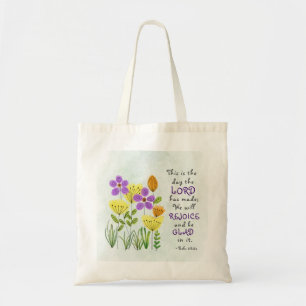 Bolso De Tela Salmo 118:24 Este es el Día, Inspirador Floral