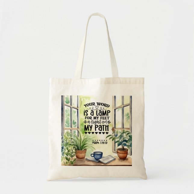 Bolso De Tela Salmo 119:105 Tu palabra es un verso bíblico de la (Frente)