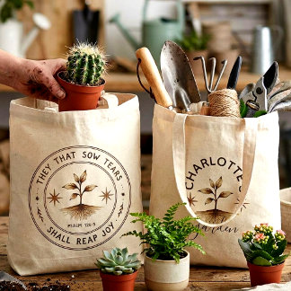Bolso De Tela Salmo 126:5 Jardinero Cristiano Fe Floral