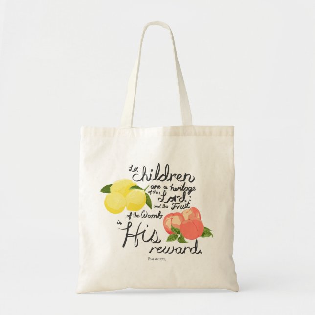 Bolso De Tela Salmo 127:3 Acuarela (Frente)