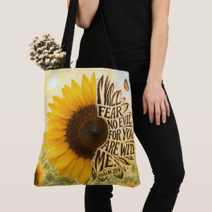 Bolso De Tela Salmo 23 Verso 4 en Girasol