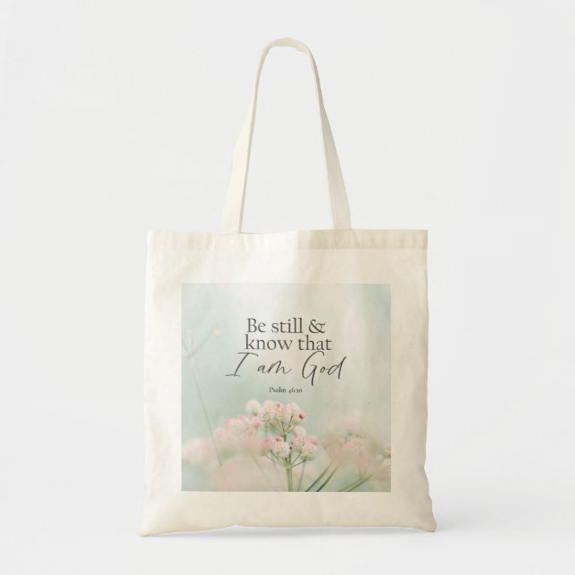 Bolso De Tela Salmo 46:10 Estar quieto y saber que soy Dios Bibl (Frente)