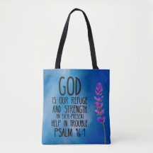 Salmo 46:1 Biblia Verse Tote Bag