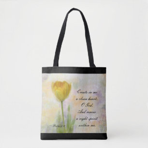 Bolso De Tela Salmo 51:10 Crea en mí un corazón limpio, oh Dios