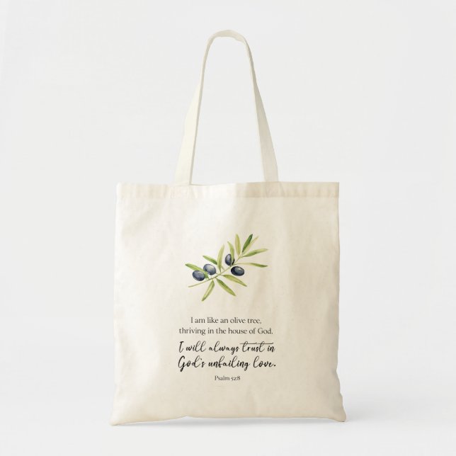 Bolso De Tela Salmo 52:8, "Soy como un olivo". (Frente)