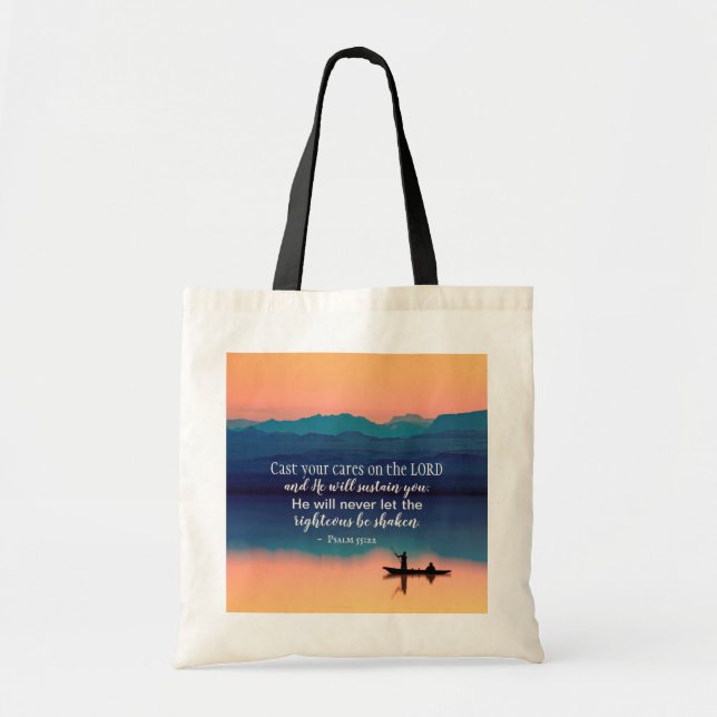 Bolso De Tela Salmo 55:22 Cuida tus preocupaciones por el SEÑOR (Frente)