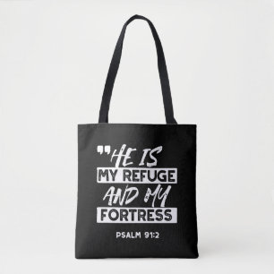 Bolso De Tela Salmo 91:2 - Mi refugio y mi fortaleza cristiana